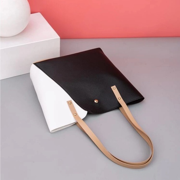 ⚠️Clearance White And Black Colorblock Shoulder Tote Bag - Picture 6 of 6
